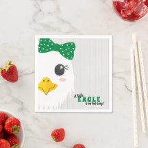 Baby Girl Eagle Green Baby shower Napkins