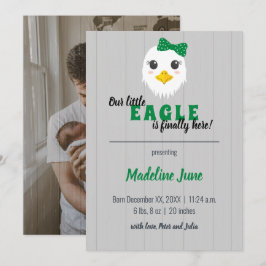 Baby Girl Eagle Green Vertical Baby Mededeling Aankondiging