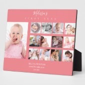 Baby Girl Eerste jaar Foto Collage 12 maanden Roze Fotoplaat (Zijkant)
