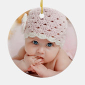 Baby Girl Eerste Kerstdag Teddy Bear Wood Sneeuw Keramisch Ornament (Achterkant)