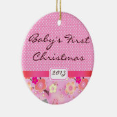 Baby Girl Eerste Kerstfeest Roze sakura Keramisch Ornament (Rechts)