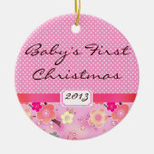 Baby Girl Eerste Kerstfeest Roze sakura Keramisch Ornament (Voorkant)