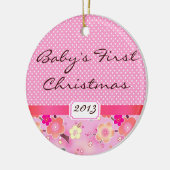 Baby Girl Eerste Kerstfeest Roze sakura Keramisch Ornament (Links)