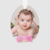 Baby Girl Eerste kerstfoto Acrylyl Ornament (achterkant)
