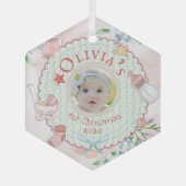 Baby Girl Eerste kerstfoto Glas Ornament (Voorkant)