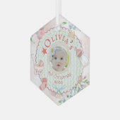 Baby Girl Eerste kerstfoto Glas Ornament (Voorkant links)