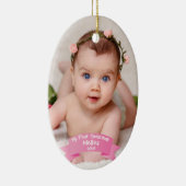 Baby Girl Eerste kerstfoto Keramisch Ornament (Rechts)