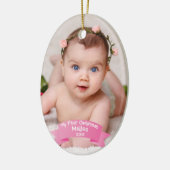 Baby Girl Eerste kerstfoto Keramisch Ornament (Links)