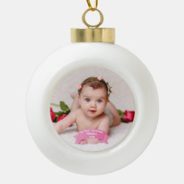 Baby Girl Eerste kerstfoto Keramische Bal Ornament
