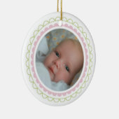Baby Girl, eerste kerstfoto, sierbloem Keramisch Ornament (Rechts)