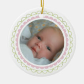 Baby Girl, eerste kerstfoto, sierbloem Keramisch Ornament (Voorkant)