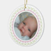 Baby Girl, eerste kerstfoto, sierbloem Keramisch Ornament (Links)