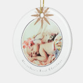 Baby Girl Eerste Kerstroze Snowflake Foto Keramisch Ornament (Links)