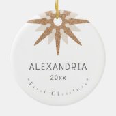 Baby Girl Eerste Kerstroze Snowflake Foto Keramisch Ornament (Achterkant)