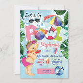 Baby girl eerste verjaardagsfeest tropisch kaart (Voorkant)