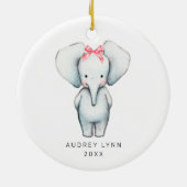 Baby Girl Elephant 1-kerstman op maat Keramisch Ornament (Achterkant)