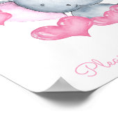 Baby Girl Elephant Baby shower Favor Table Sign Poster (Hoek)