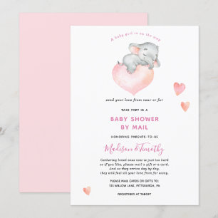 Baby Girl Elephant Baby shower per post Kaart