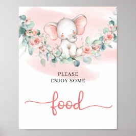Baby Girl Elephant eucalyptus met bord Poster