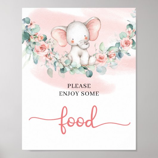 Baby Girl Elephant eucalyptus met bord Poster (Voorkant)