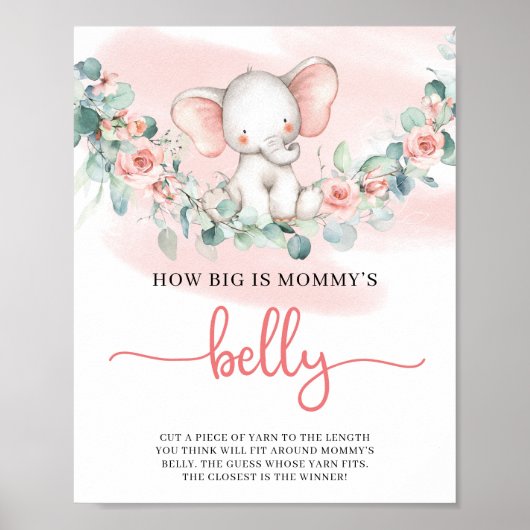 Baby Girl Elephant eucalyptus mommys belly game Poster (Voorkant)
