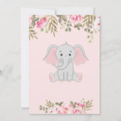 Baby Girl Elephant, Floral Baby shower Kaart (Achterkant)