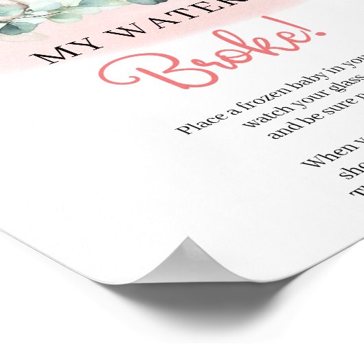 Baby Girl Elephant My Water Broke-gebarentaal Poster (Hoek)