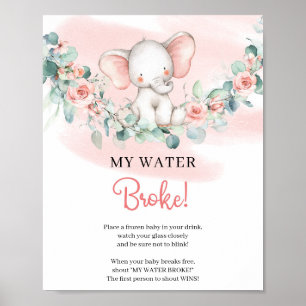 Baby Girl Elephant My Water Broke-gebarentaal Poster