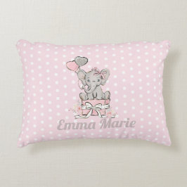 Baby Girl Elephant Pink Silver-ballonnen Accent Kussen