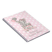 Baby Girl Elephant Pink Silver Notes to Notitieboek (Rechterzijde)