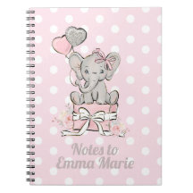 Baby Girl Elephant Pink Silver Notes to