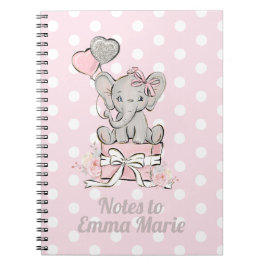 Baby Girl Elephant Pink Silver Notes to Notitieboek