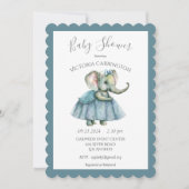 Baby Girl Elephant Shower Invitation Kaart (Voorkant)