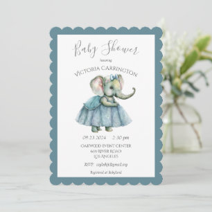 Baby Girl Elephant Shower Invitation Kaart