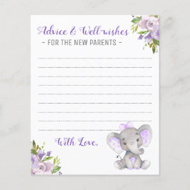 Baby Girl Elephant Shower New Ouents Advice Kaarte