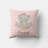 Baby Girl Elephant Waterverf Nursery Kussen (Achterkant)