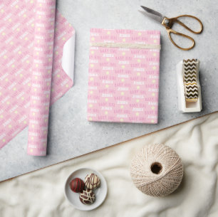 Baby Girl Elke naam Stars Patroonroze Cadeaupapier