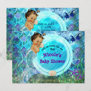 Baby Girl Enchanted Mermaid Baby shower Party Kaart