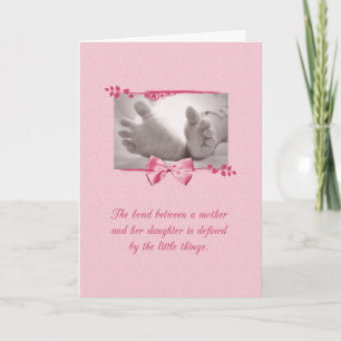 Baby Girl Felicitaties Baby Feet Met Roze Bow Kaart
