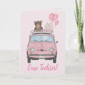 Baby Girl Fiat 500 Duitse felicitaties Kaart (Voorkant)