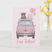 Baby Girl Fiat 500 Duitse felicitaties Kaart (Gele Bloem)
