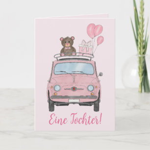 Baby Girl Fiat 500 Duitse felicitaties Kaart