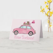 Baby Girl Fiat 500 Duitse felicitaties Kaart (Gele Bloem)