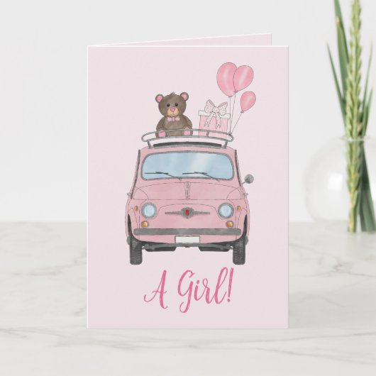 Baby Girl Fiat 500 felicitaties Kaart (Voorkant)