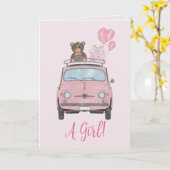 Baby Girl Fiat 500 felicitaties Kaart (Gele Bloem)