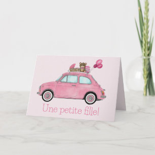 Baby Girl Fiat 500 Franse felicitaties Kaart