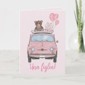 Baby Girl Fiat 500 Italiaanse felicitaties Kaart (Voorkant)