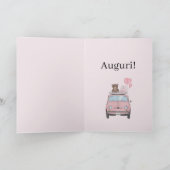 Baby Girl Fiat 500 Italiaanse felicitaties Kaart (Binnen)