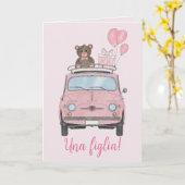Baby Girl Fiat 500 Italiaanse felicitaties Kaart (Gele Bloem)
