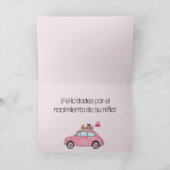 Baby Girl Fiat 500 Spaanse felicitaties Kaart (Binnen)